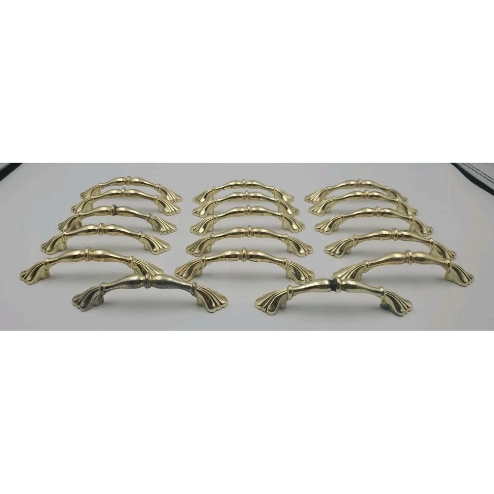17 Vtg French Provincial Gold Brass Drawer Pulls Dresser Cabinet Handles 3